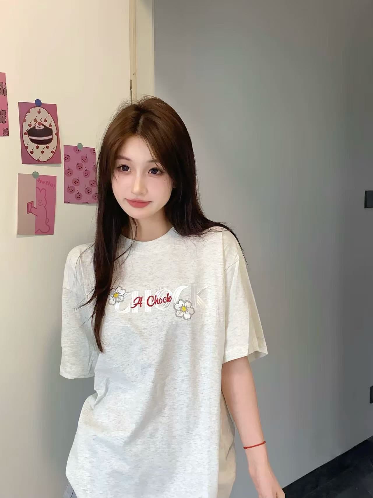 순면 240 그램 원본 자수 품질 업그레이드 아메리칸 디자인 루즈핏 알파벳 다용도 트렌드 패션 여름 반팔