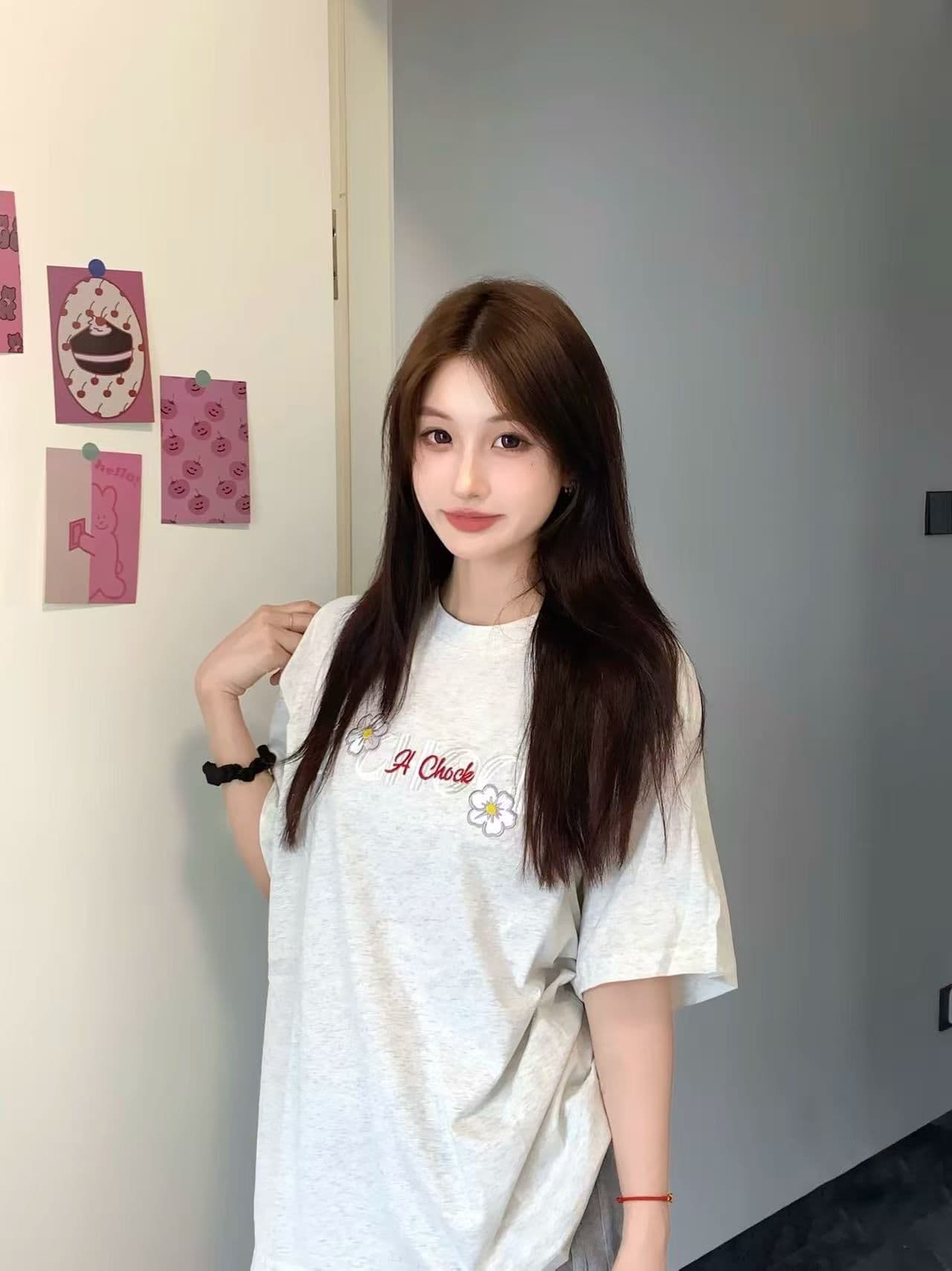 순면 240 그램 원본 자수 품질 업그레이드 아메리칸 디자인 루즈핏 알파벳 다용도 트렌드 패션 여름 반팔 상세 이미지 3