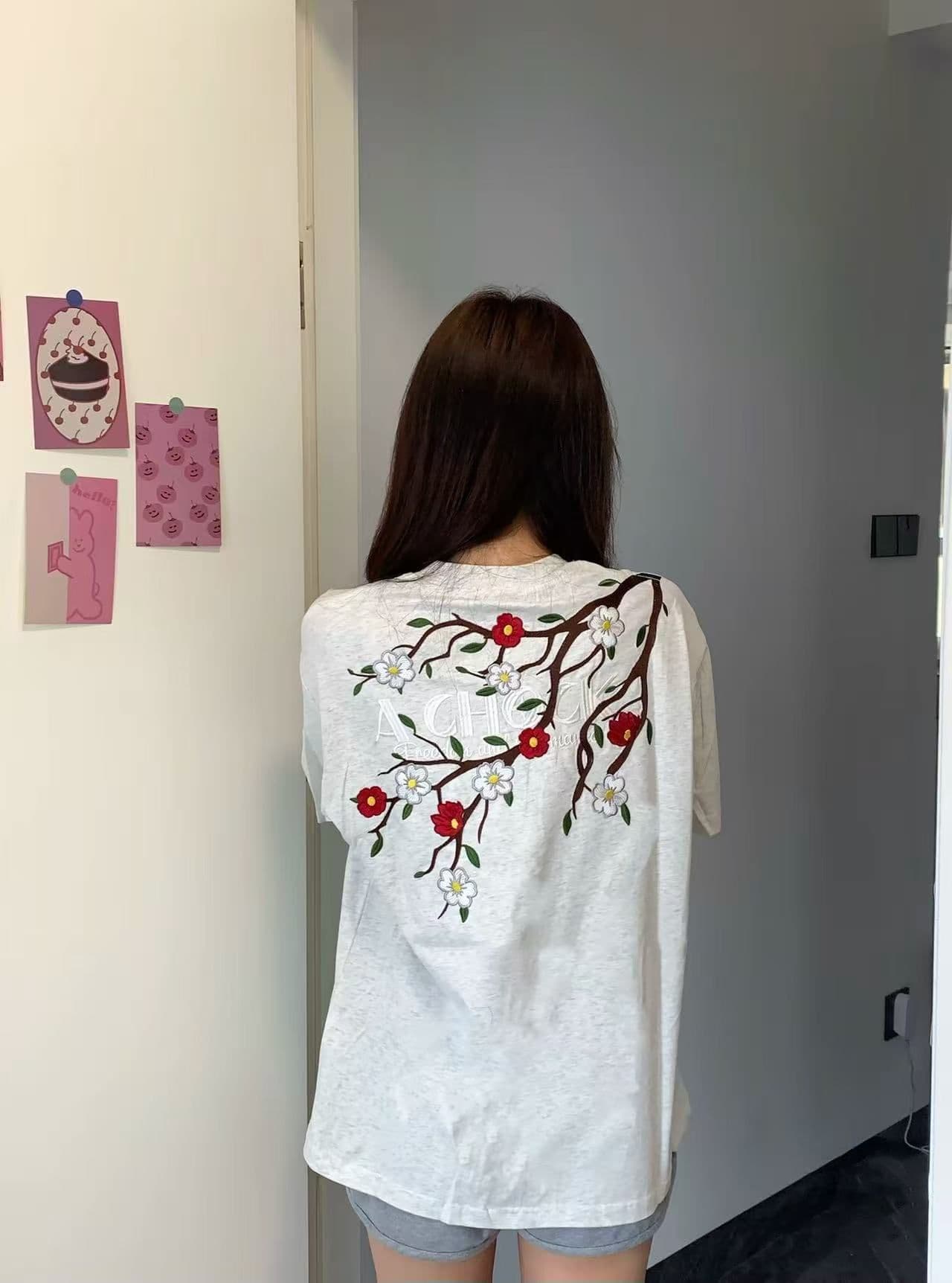 순면 240 그램 원본 자수 품질 업그레이드 아메리칸 디자인 루즈핏 알파벳 다용도 트렌드 패션 여름 반팔 상세 이미지 4