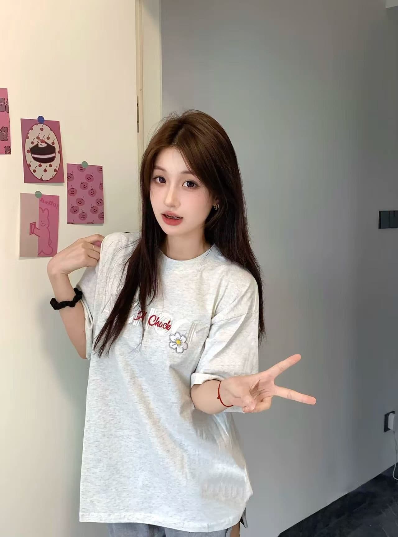 순면 240 그램 원본 자수 품질 업그레이드 아메리칸 디자인 루즈핏 알파벳 다용도 트렌드 패션 여름 반팔 상세 이미지 6