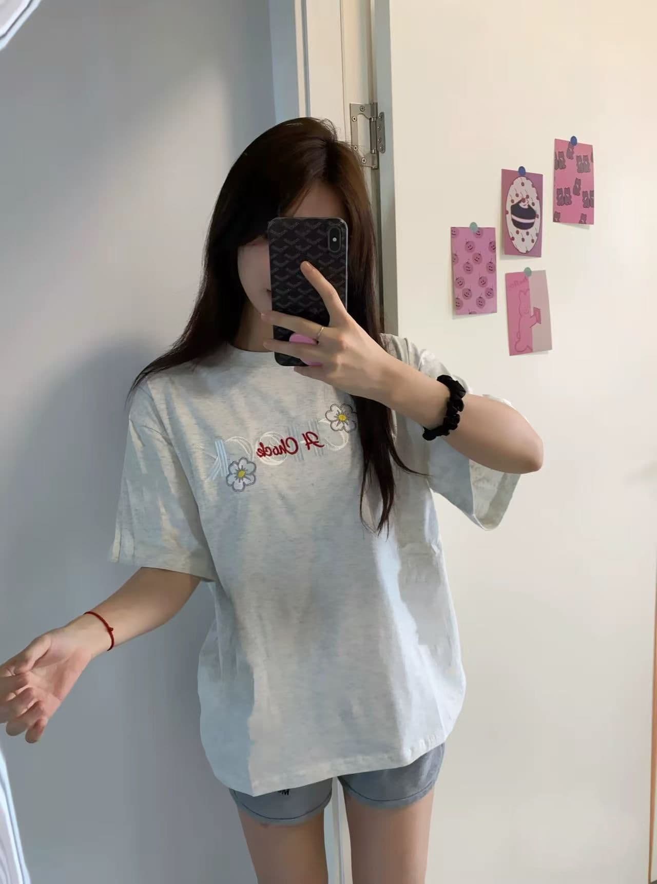 순면 240 그램 원본 자수 품질 업그레이드 아메리칸 디자인 루즈핏 알파벳 다용도 트렌드 패션 여름 반팔 상세 이미지 7