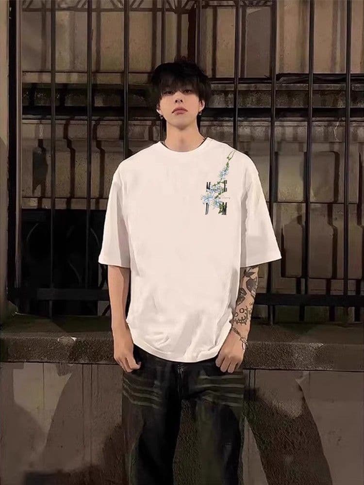 순면 240 그램 원본 자수 품질 업그레이드 아메리칸 캐주얼 루즈핏 라운드 넥 다용도 맨위 반팔 봄 여름 섹션 이미지 2