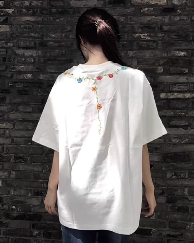 순면 240 그램 원본 자수 품질 업그레이드 아메리칸 루즈핏 라운드 넥 반팔 여름 커플 맨위 다용도 이미지 4