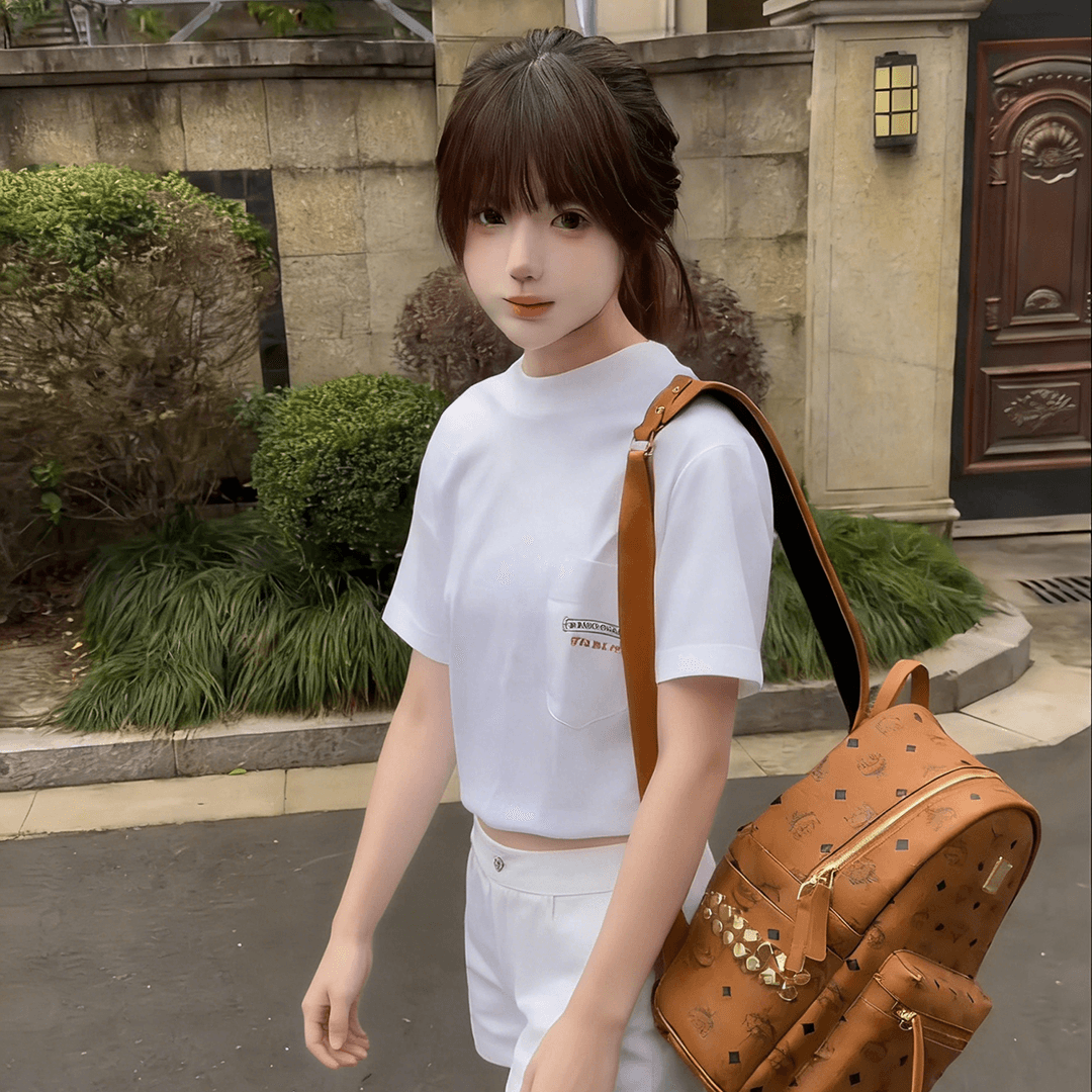 있음 선적 원본 대 프린트 주머니 프린트 19 지점 230 크 순면 여름 새로운 벨트 주머니 티셔츠 여성 이미지 4