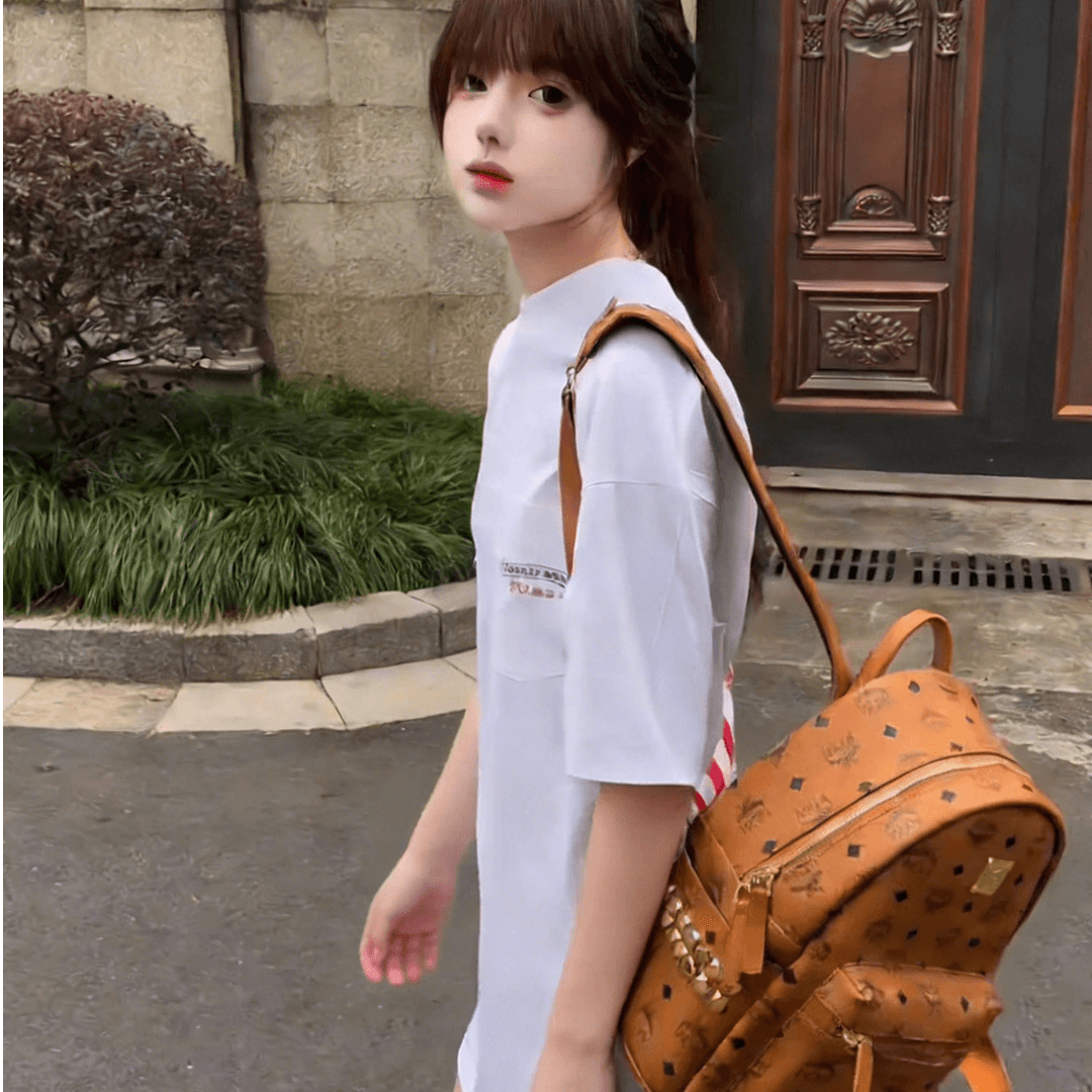 있음 선적 원본 대 프린트 주머니 프린트 19 지점 230 크 순면 여름 새로운 벨트 주머니 티셔츠 여성 상세 이미지 6