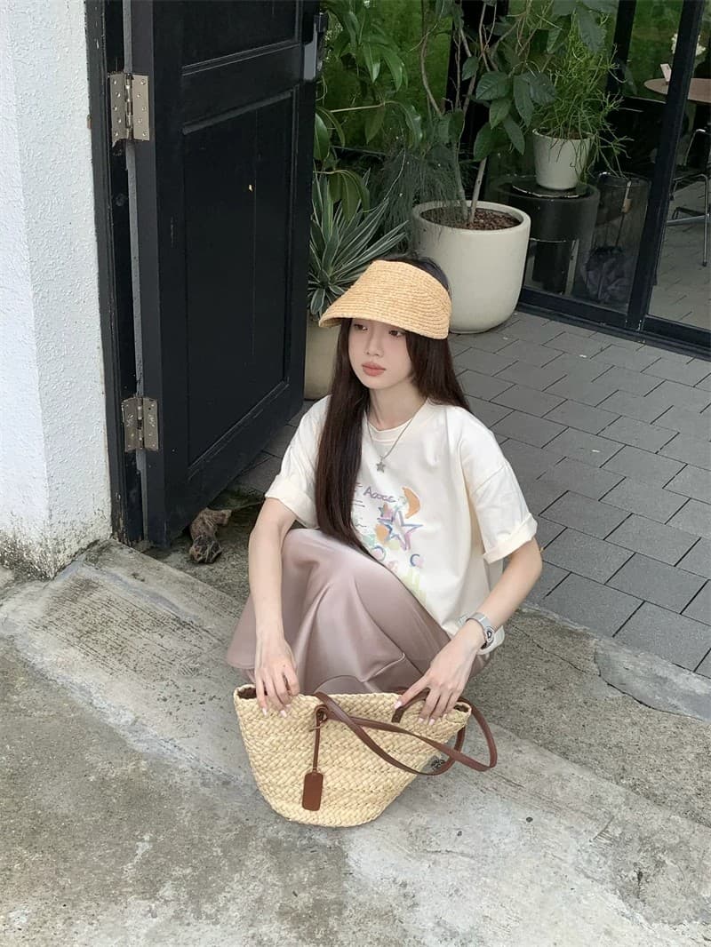 순면 빗질하다 닫기 220 그램 달콤함 귀여운 반팔 티셔츠 여성 루즈핏 다용도 재미있는 프린트 맨위 상세 이미지 11