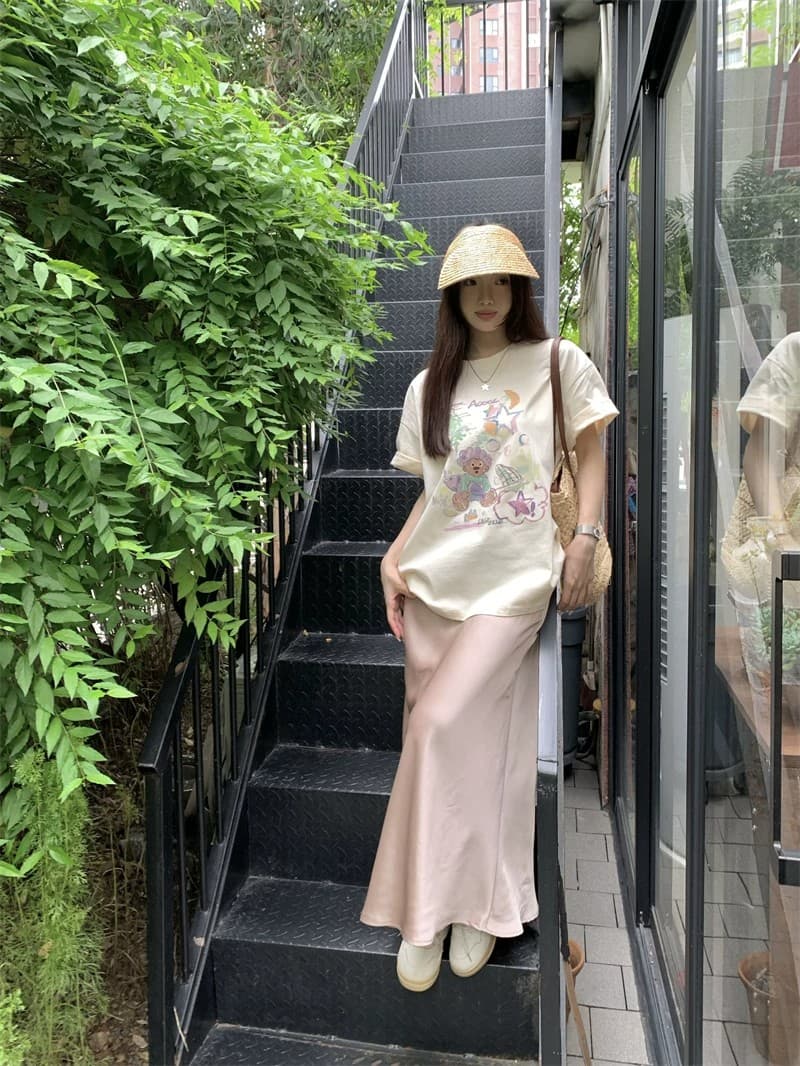 순면 빗질하다 닫기 220 그램 달콤함 귀여운 반팔 티셔츠 여성 루즈핏 다용도 재미있는 프린트 맨위 상세 이미지 19