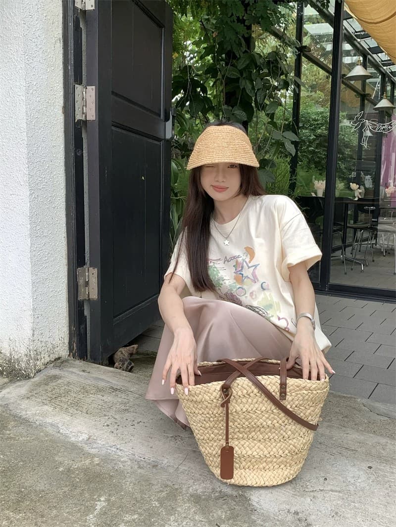 순면 빗질하다 닫기 220 그램 달콤함 귀여운 반팔 티셔츠 여성 루즈핏 다용도 재미있는 프린트 맨위 상세 이미지 20