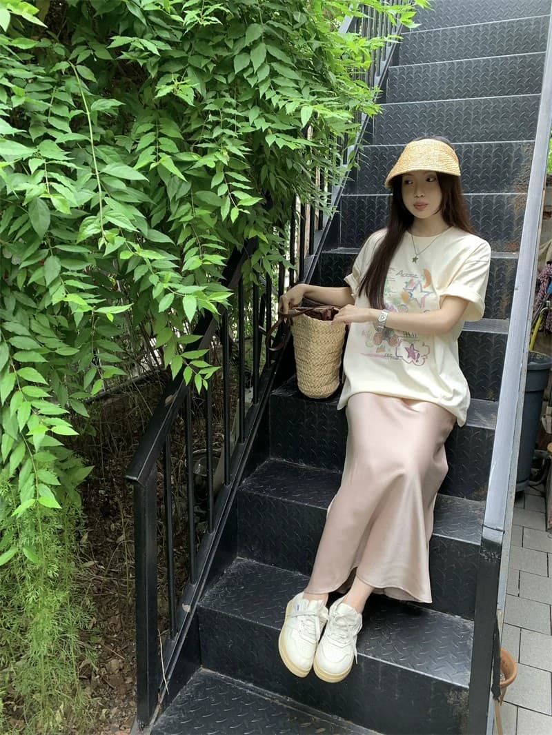 순면 빗질하다 닫기 220 그램 달콤함 귀여운 반팔 티셔츠 여성 루즈핏 다용도 재미있는 프린트 맨위 상세 이미지 22