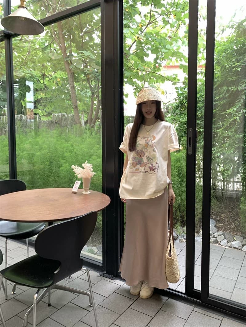 순면 빗질하다 닫기 220 그램 달콤함 귀여운 반팔 티셔츠 여성 루즈핏 다용도 재미있는 프린트 맨위 상세 이미지 23