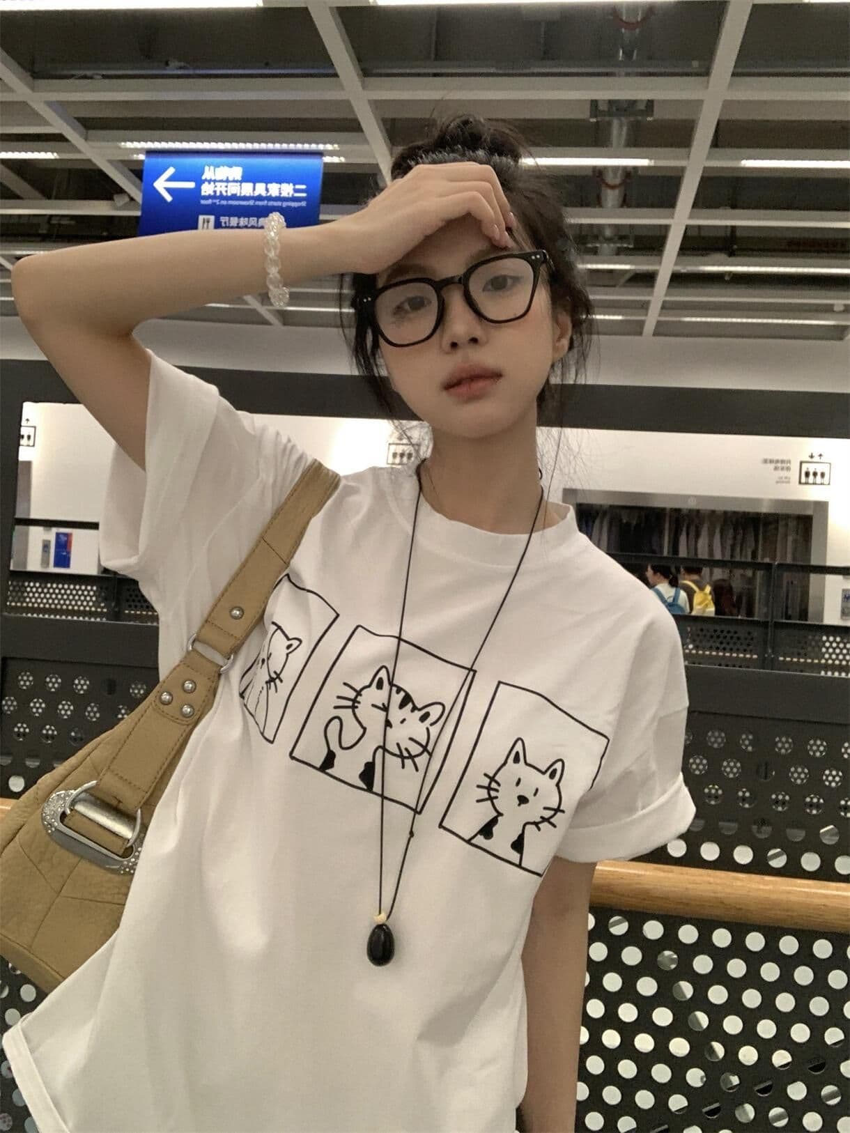 순면 빗질하다 닫기 220 그램 아메리칸 레트로 프린트 반팔 티셔츠 여성 여름 2026 새로운 상세 이미지 5