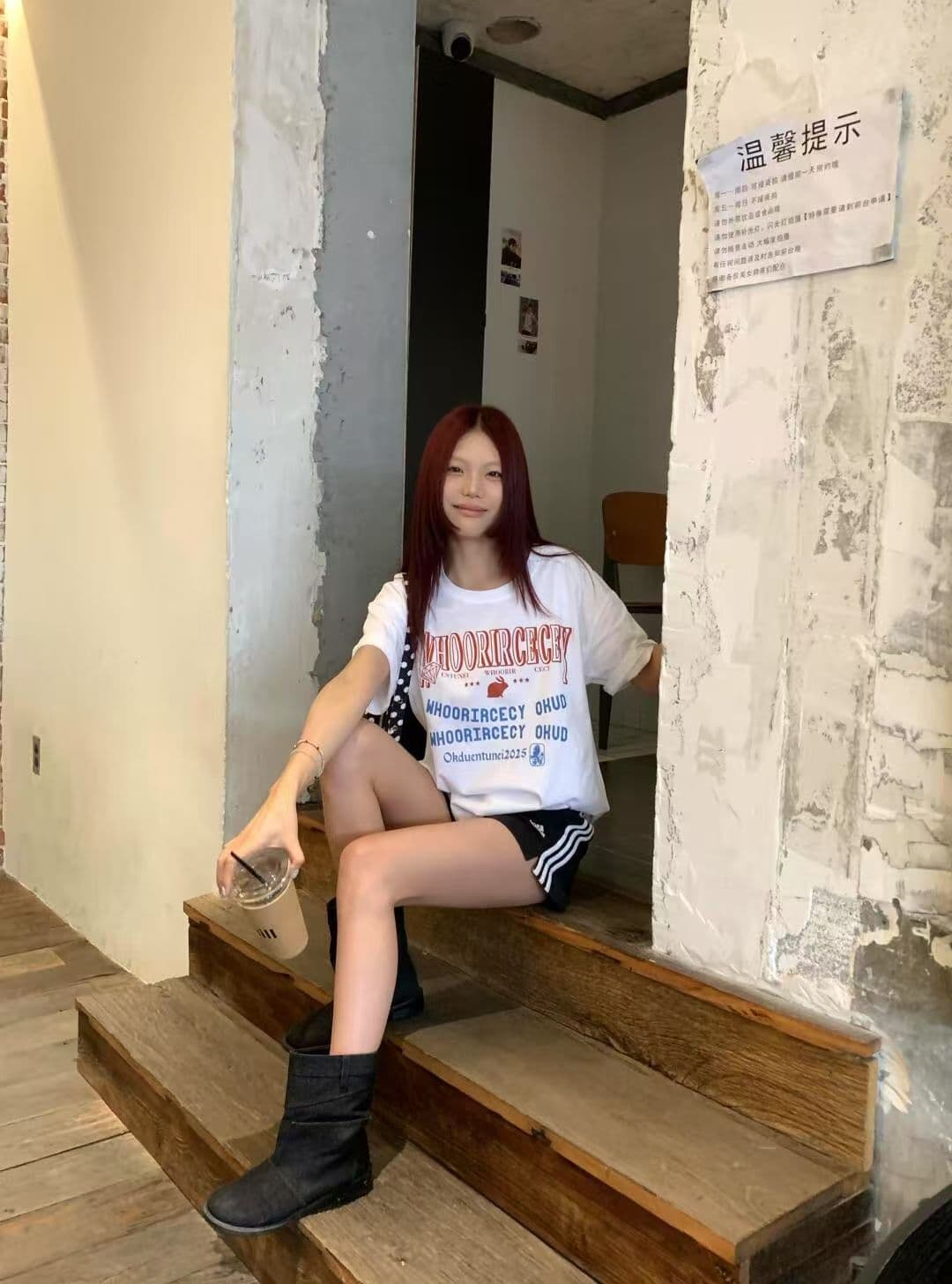 순면 빗질하다 닫기 220 그램 아메리칸 프린트 루즈핏 캐주얼 바람 다용도 여름 반팔 이미지 4