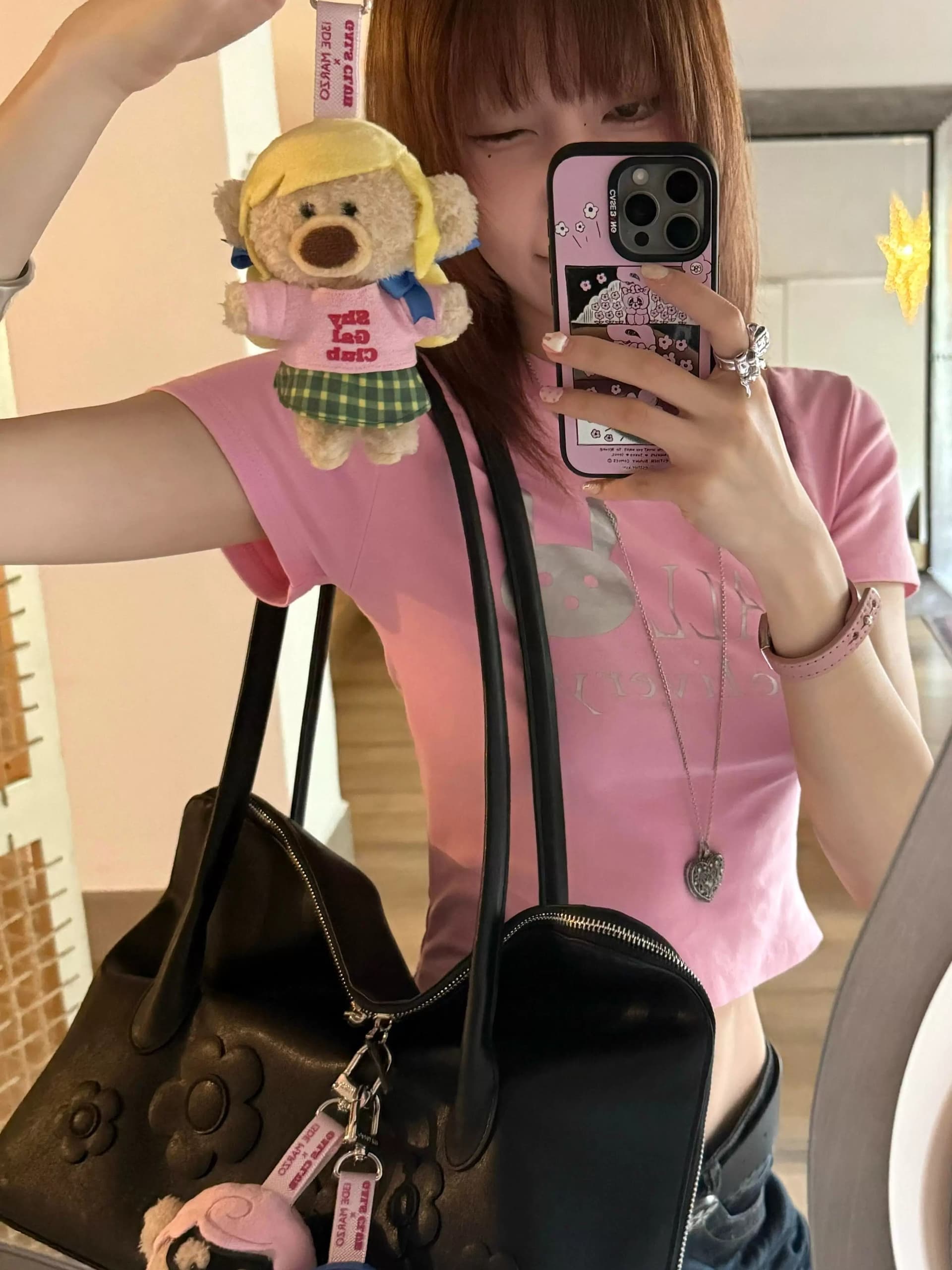 원본 인쇄 플라워 클럽 반사 아니요 압력 그림 40 230 크 95 면 핫걸 핑크색 토끼 반하이넥 상세 이미지 3