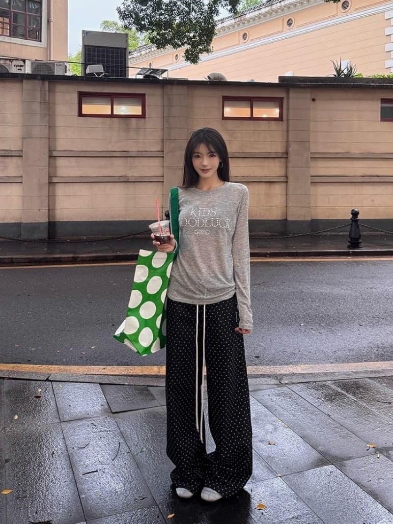주간 실크 양모 광저우 원단 원본 뜨거운 구슬 솜씨 센스 진주 핫픽스 긴팔 여성 여름 느긋한 상세 이미지 5