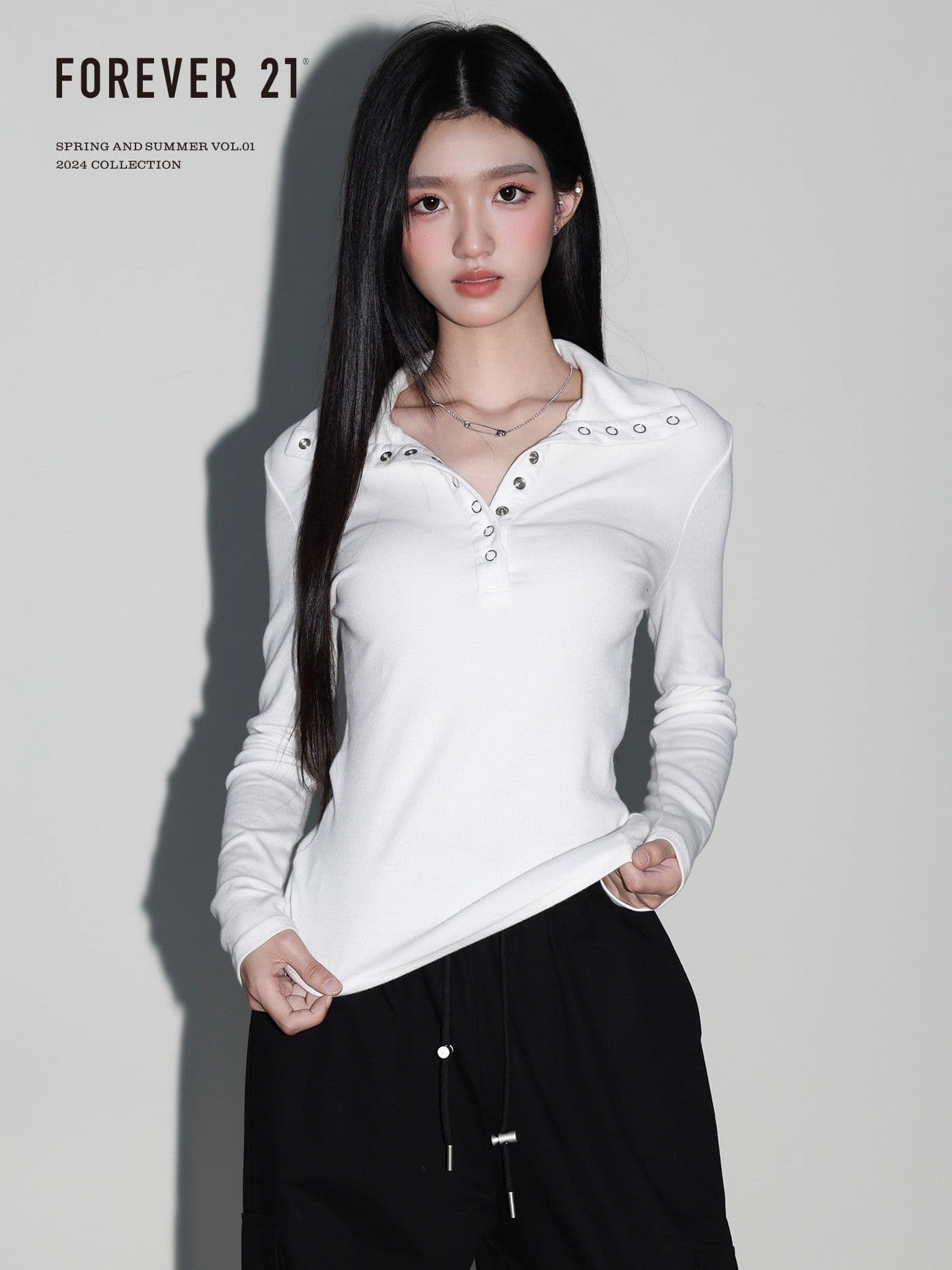 원본 원단 260 그램 사람들 면 화이트 루즈핏 긍정적 인 어깨 긴팔 티셔츠 여성 가을 고유 한 Chic 이미지 4