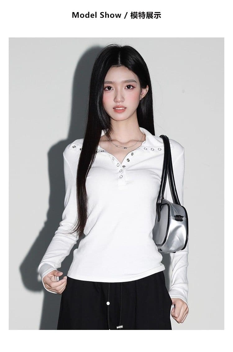 원본 원단 260 그램 사람들 면 화이트 루즈핏 긍정적 인 어깨 긴팔 티셔츠 여성 가을 고유 한 Chic 상세 이미지 4
