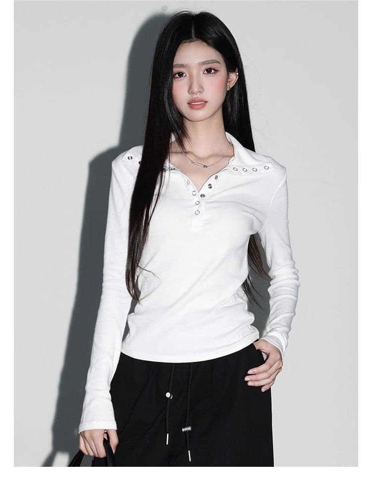원본 원단 260 그램 사람들 면 화이트 루즈핏 긍정적 인 어깨 긴팔 티셔츠 여성 가을 고유 한 Chic 상세 이미지 5