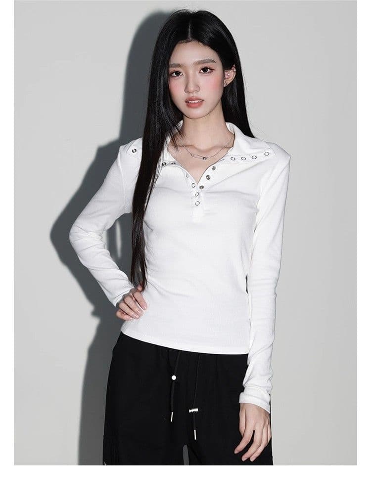 원본 원단 260 그램 사람들 면 화이트 루즈핏 긍정적 인 어깨 긴팔 티셔츠 여성 가을 고유 한 Chic 상세 이미지 8