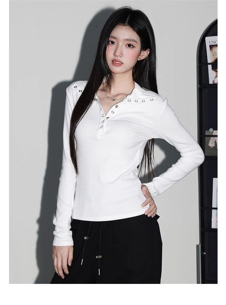 원본 원단 260 그램 사람들 면 화이트 루즈핏 긍정적 인 어깨 긴팔 티셔츠 여성 가을 고유 한 Chic 상세 이미지 9