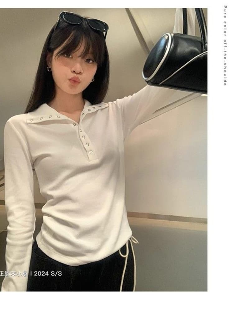 원본 원단 260 그램 사람들 면 긴팔 맨위 몸매 가꾸기 폴로 칼라 인사이드 가져 가라. 외출용 봄 가을 상세 이미지 8
