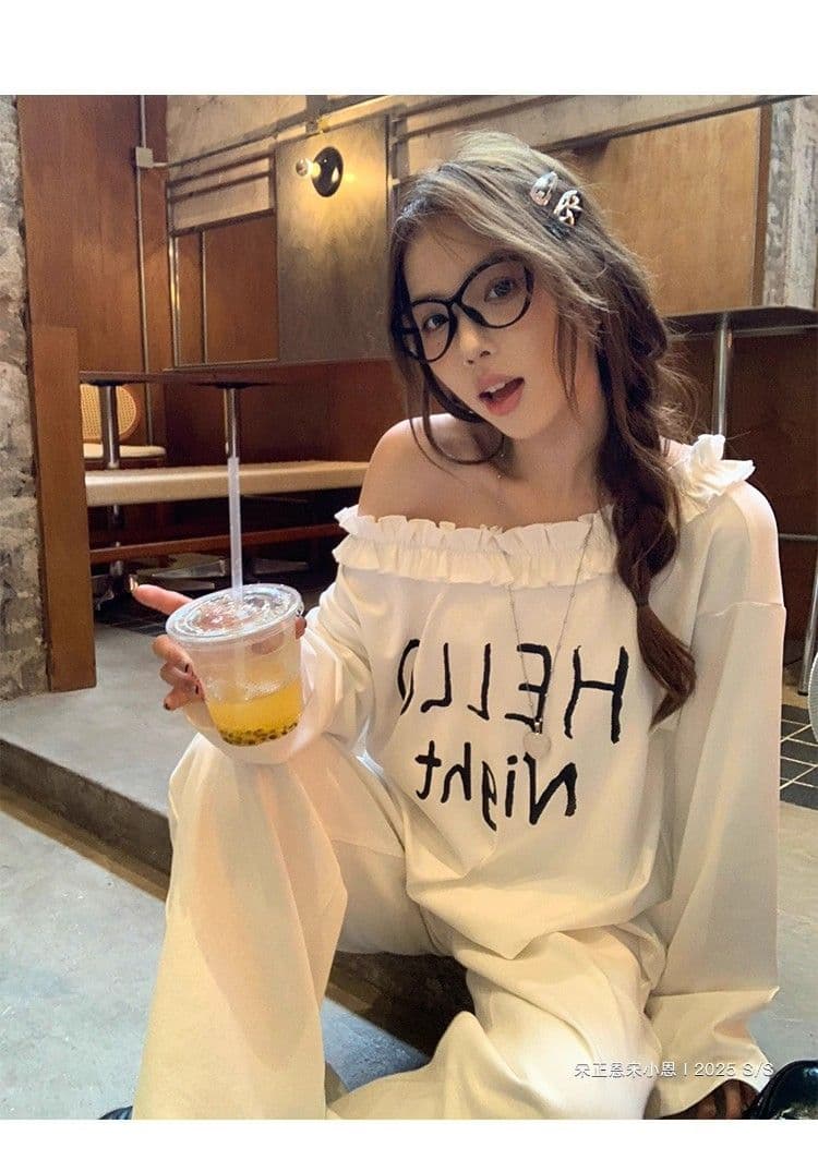 원본 원단 32 260 그램 순면 프릴 티셔츠 가을 인사이드 가져 가라. 루즈핏 캐주얼 알파벳 프린트