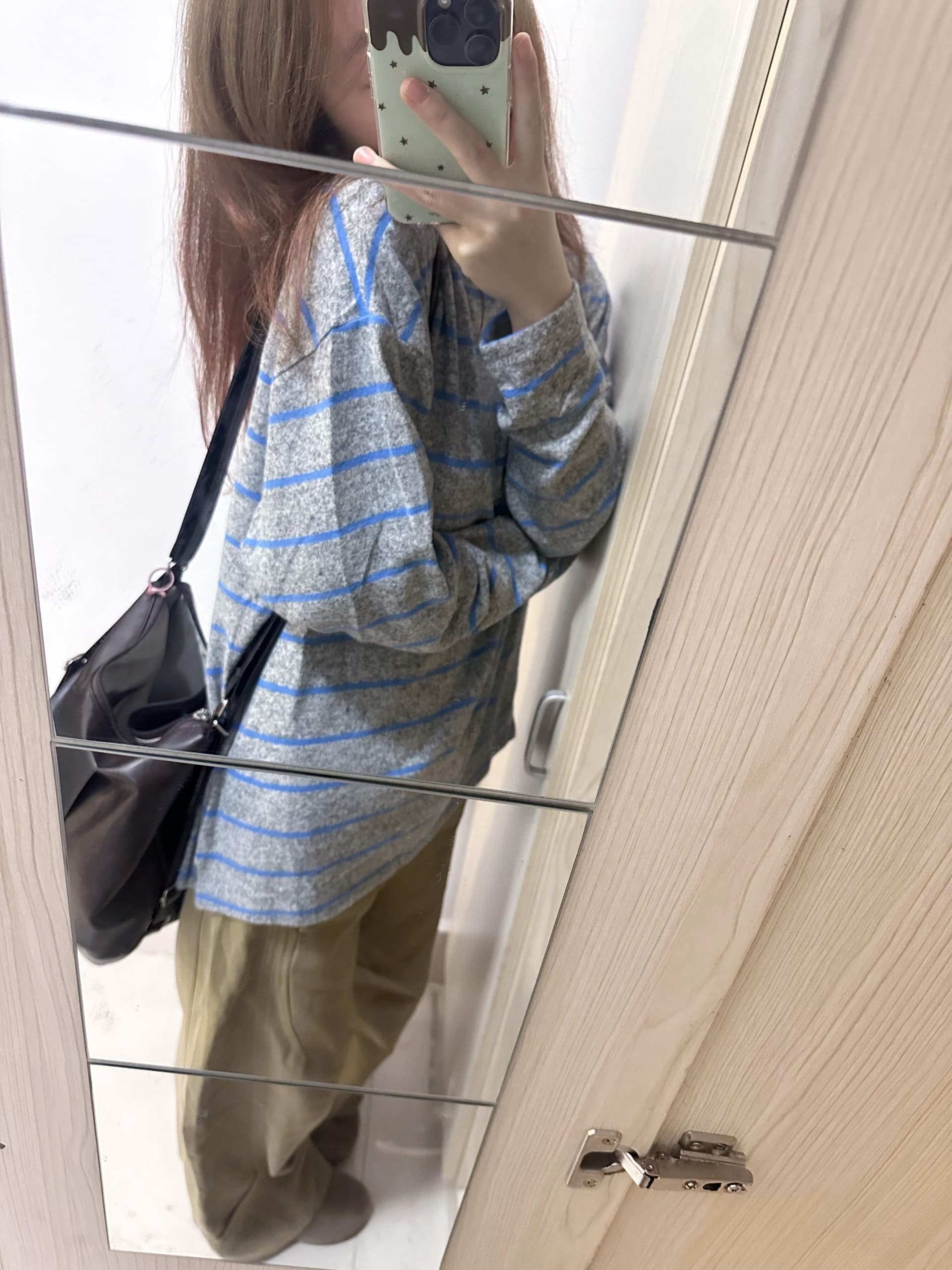 원본 양모 플리스 느낌 느긋한 바람 긴팔 플리스 스트라이프 티셔츠 가을 한 부서 루즈핏 표지 고기 상세 이미지 4