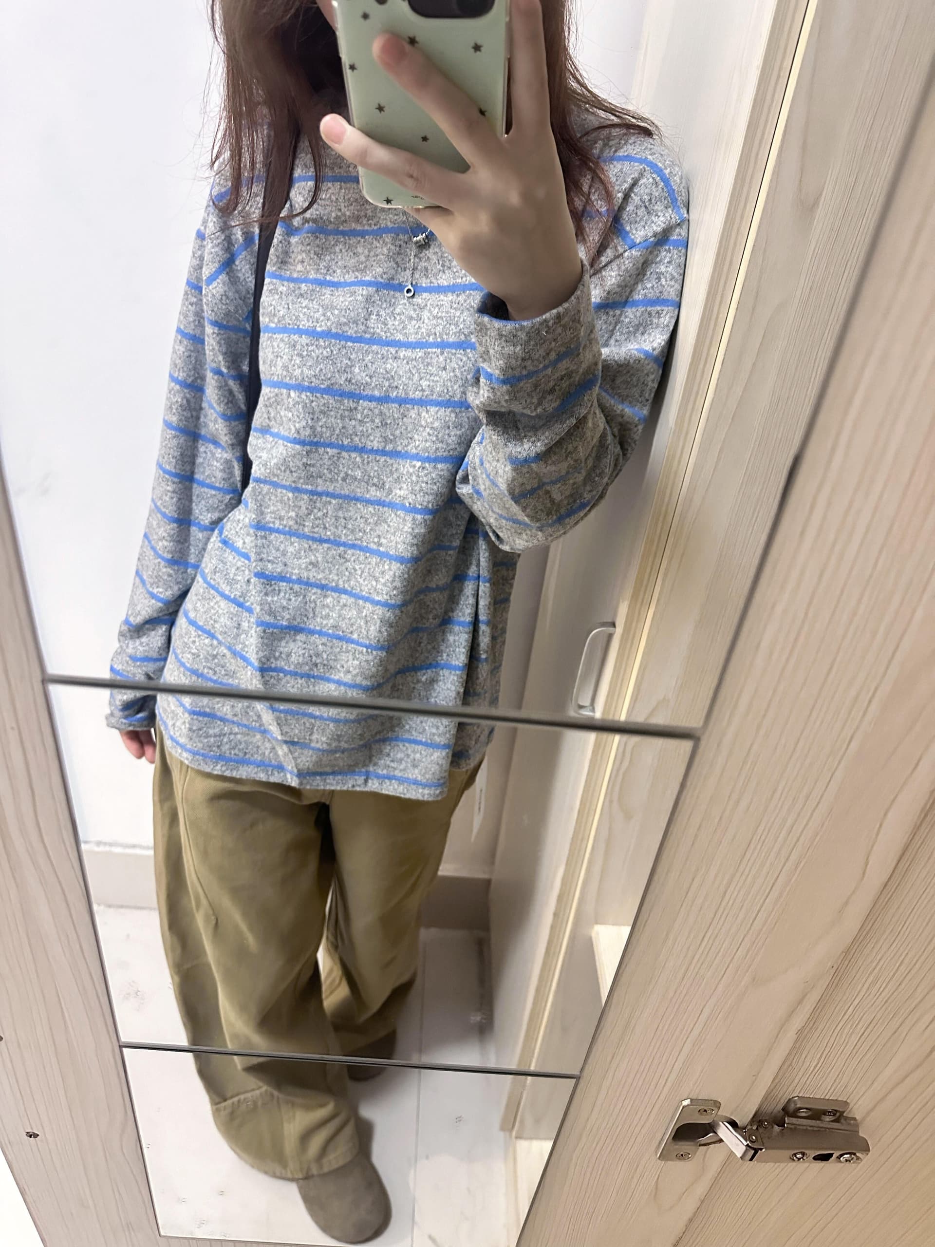 원본 양모 플리스 느낌 느긋한 바람 긴팔 플리스 스트라이프 티셔츠 가을 한 부서 루즈핏 표지 고기 상세 이미지 5