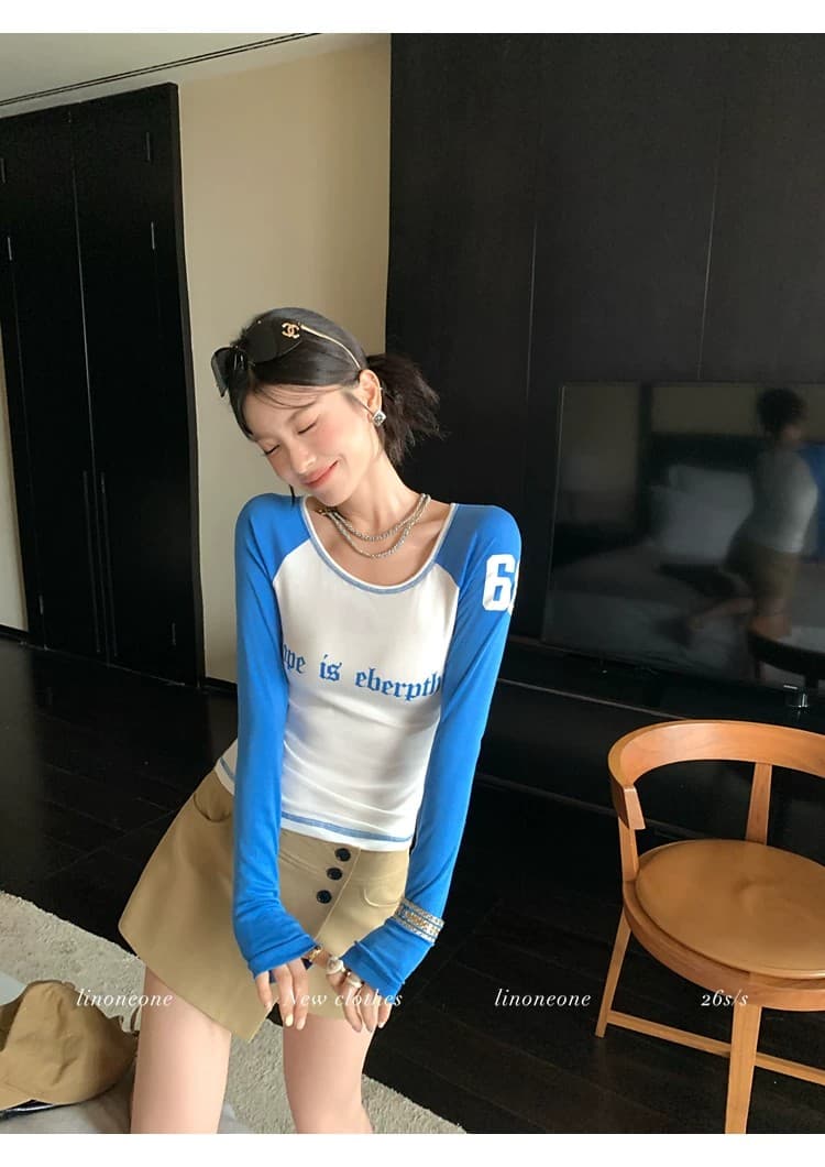 260 그램 원본 모달 면 원단 아메리칸 레트로 배색 삽입 어깨 몸매 가꾸기 슬림해 보이는 다용도 여성 셔츠 상세 이미지 8