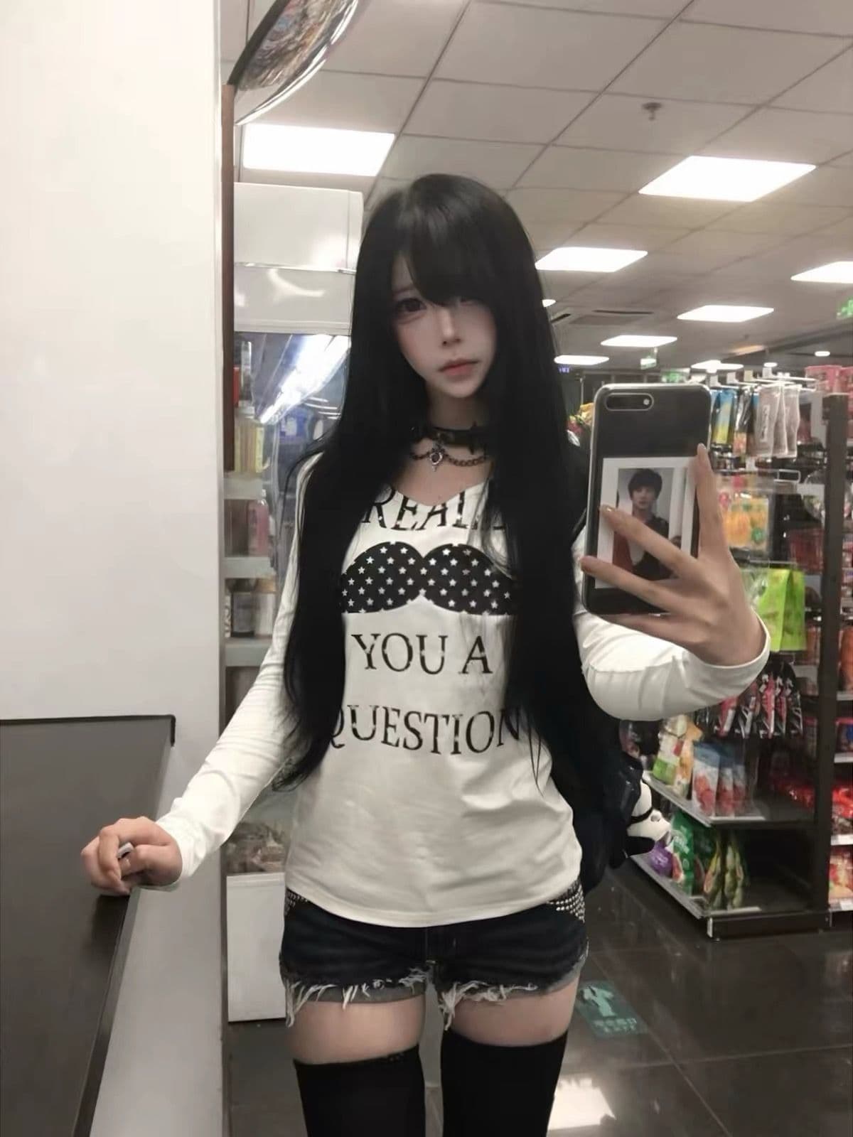 32 260 그램 95 면 원본 프린트 아메리칸 레트로 콧수염 알파벳 가을 디자인 센스 몸매 가꾸기 슬림해 보이는 맨위 이미지 3