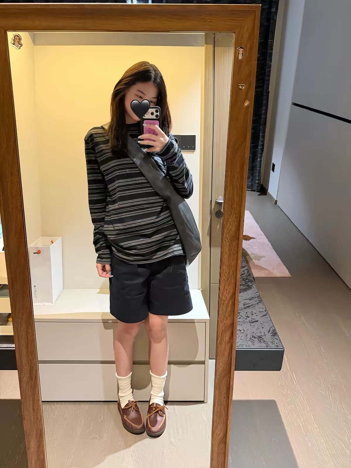 원본 더블 실 순면 스트라이프 230 크 인사이드 가져 가라. 기본 셔츠 chic 루즈핏 슬림해 보이는 느긋한 느슨함 맨위