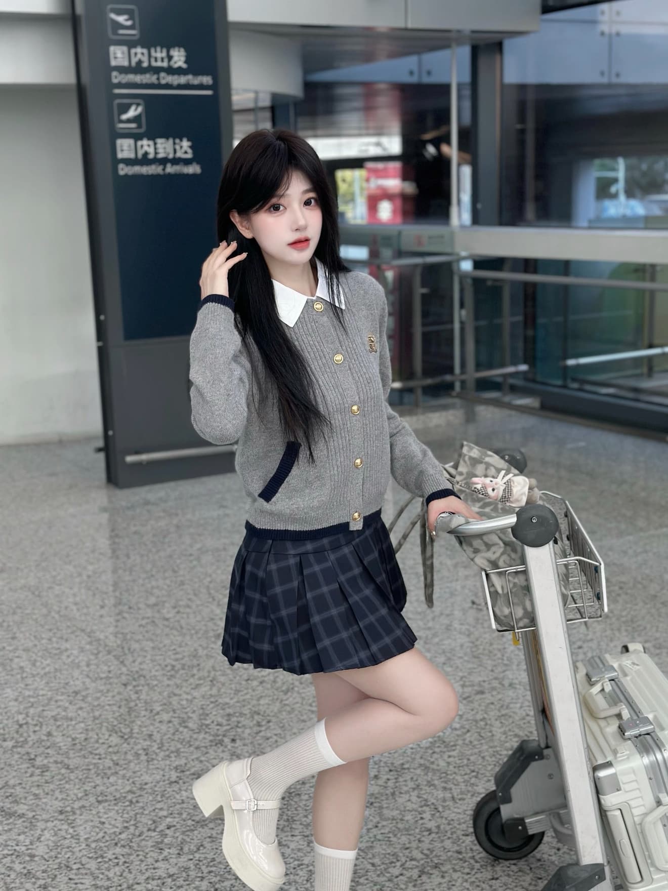 학원 스타일 페이크 레이어드 폴로 칼라 2026 가을 니트 오픈 가디건 여성 새로운 한 부서 느긋한 고급 센스 스웨터 코트 상세 이미지 2