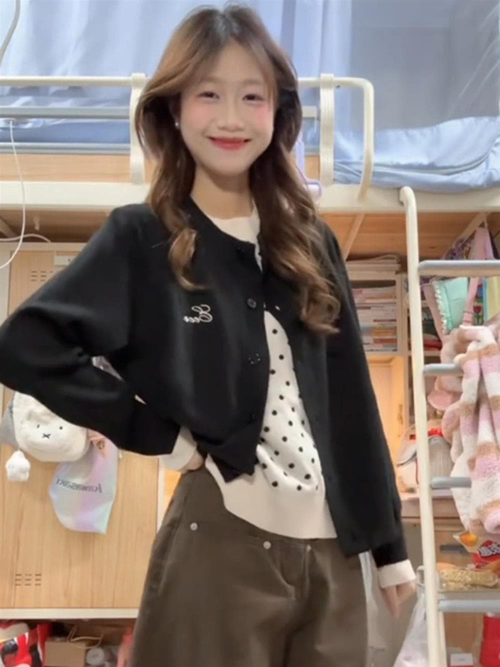 아메리칸 레트로 외출용 오픈 가디건 검정색 스웨터 여자 가을 겨울 루즈핏 느긋한 하라주쿠 스타일 디자인 센스 캐주얼 재킷 트렌디 상세 이미지 2