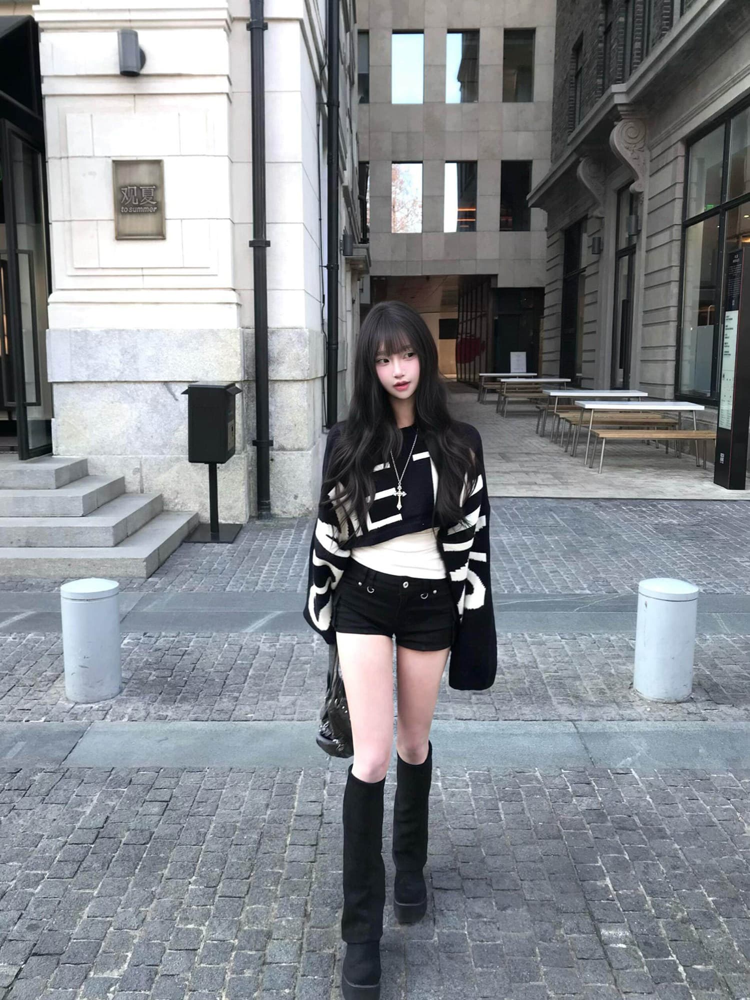 세 실 한 부서 레트로 느긋한 알파벳 쇼트 스타일 니트 스웨터 여성 가을 박쥐 긴팔 루즈핏 스웨터 여성 셔츠 상세 이미지 7