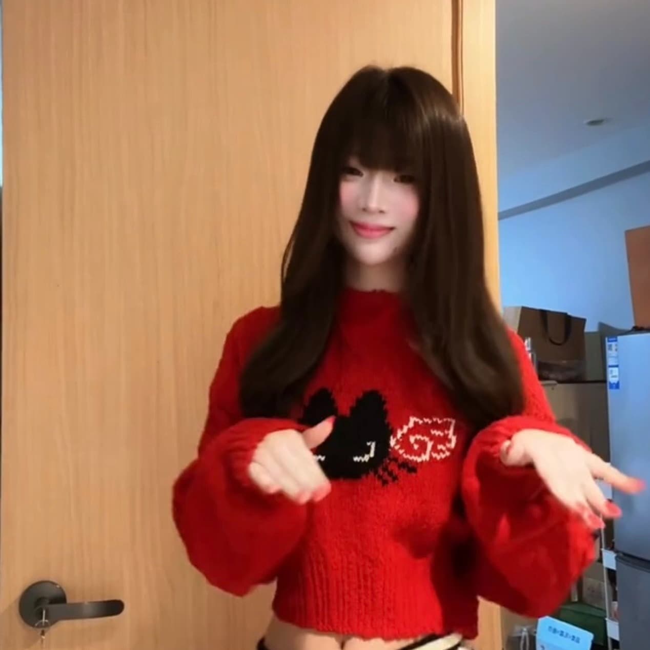 특별 실 가을 겨울 스웨터 여자 새로운 새끼 고양이 빨간색 신년 쇼트 스타일 부드러운 찹쌀 가을 겨울 니트 스웨터 여성 셔츠 이미지 5