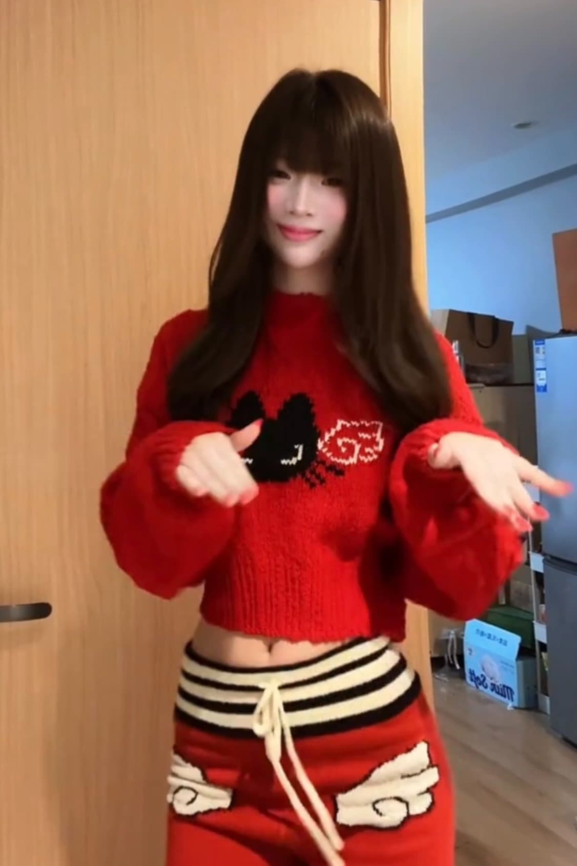 특별 실 가을 겨울 스웨터 여자 새로운 새끼 고양이 빨간색 신년 쇼트 스타일 부드러운 찹쌀 가을 겨울 니트 스웨터 여성 셔츠 이미지 6