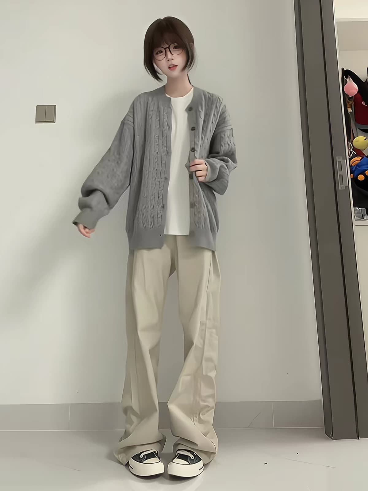 한 부서 레트로 꽈배기 니트 오픈 가디건 스웨터 여자 봄 가을 새로운 루즈핏 느긋한 슬림해 보이는 다용도 맨위 재킷 상세 이미지 1