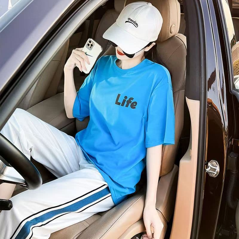 여름 스포츠 슈트 여성 2026 새로운 인터넷 유명인 튀김 거리 패션 외국 가스 티셔츠 캐주얼 바지 투피스 세트 조수 브랜드 상세 이미지 6