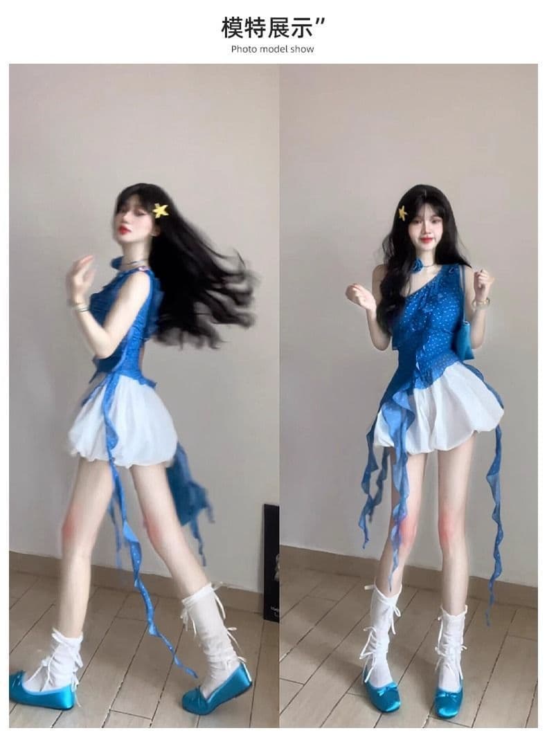 화이트 꽃밭 치마 퍼프 스커트 여성 여름 하이웨이스트 슬림해 보이는 한 마디 케이크 미니 스커트 작은 키 호박 바지 반신 치마 상세 이미지 13