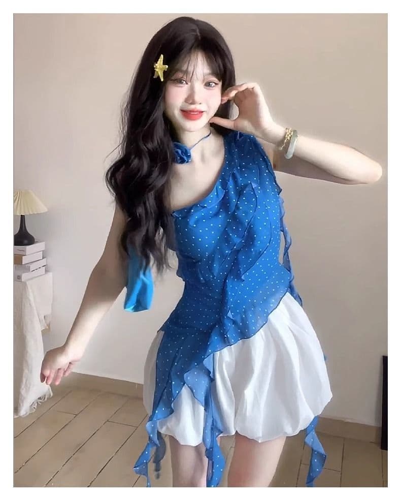 화이트 꽃밭 치마 퍼프 스커트 여성 여름 하이웨이스트 슬림해 보이는 한 마디 케이크 미니 스커트 작은 키 호박 바지 반신 치마 상세 이미지 14