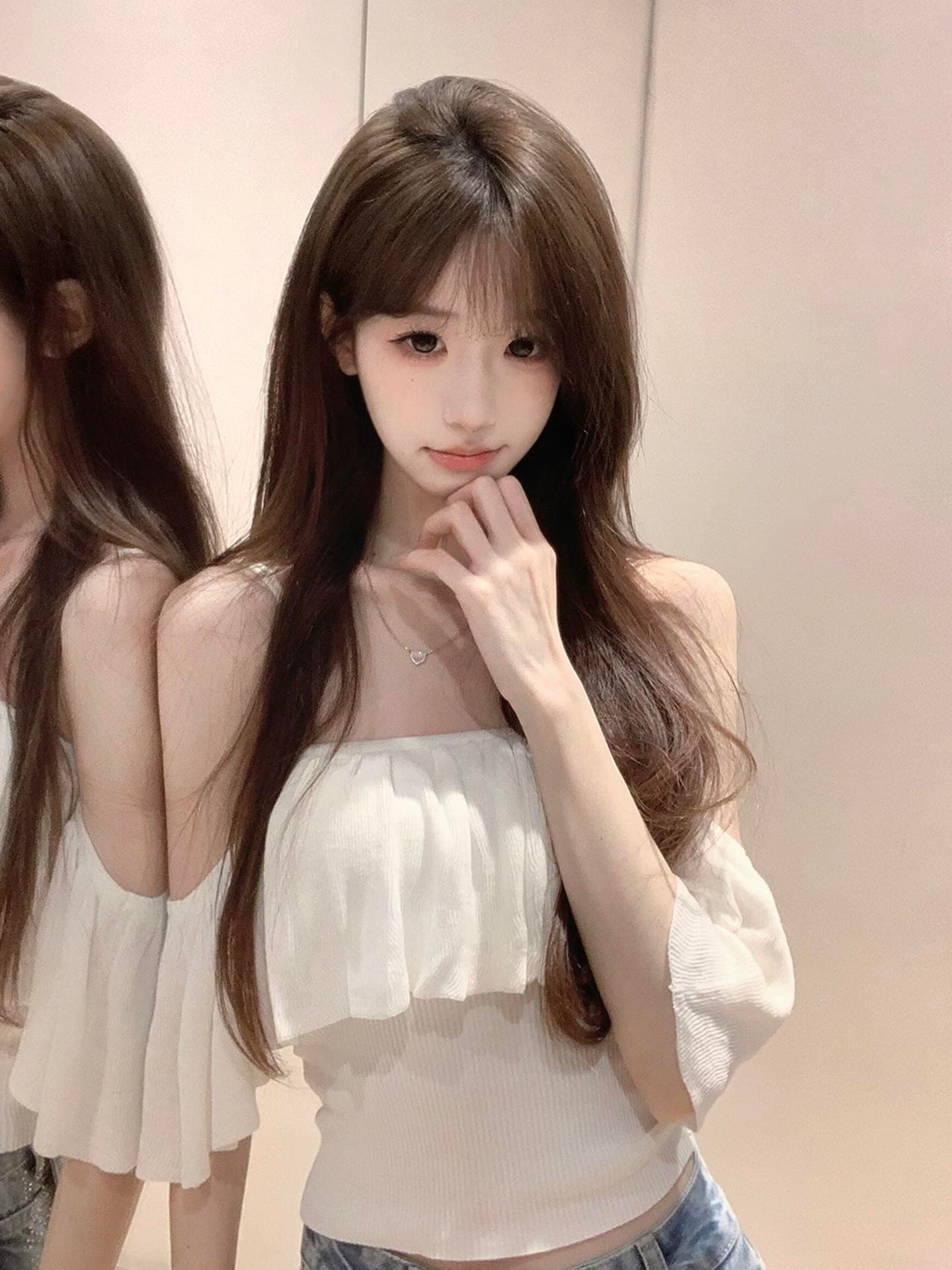 부드러운 순수한 욕망 바람 오프숄더 프릴 작은 대중 디자인 센스 튜브탑 t 셔츠 슬림해 보이는 다용도 핫걸 오프숄더 상세 이미지 2