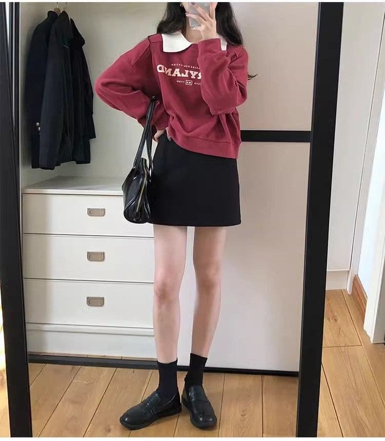 가을 겨울 모직 미니 스커트 하이웨이스트 a 단어 반신 스커트 작은 키 디스플레이 높음 슬림해 보이는 표지 넓적 다리 다용도 출퇴근 타이트 스커트 상세 이미지 9