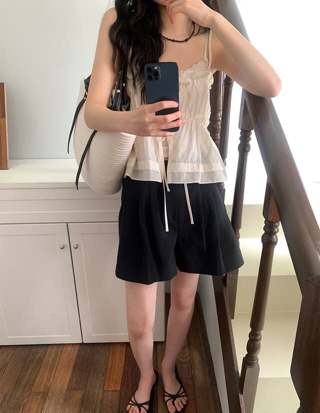 재고 상품 chic 한 부서 봄 여름 달콤함 작은 레이스 섹시함 나비 매듭 스트랩 전후 스택 착용 캐미솔 의류 여성 상세 이미지 10