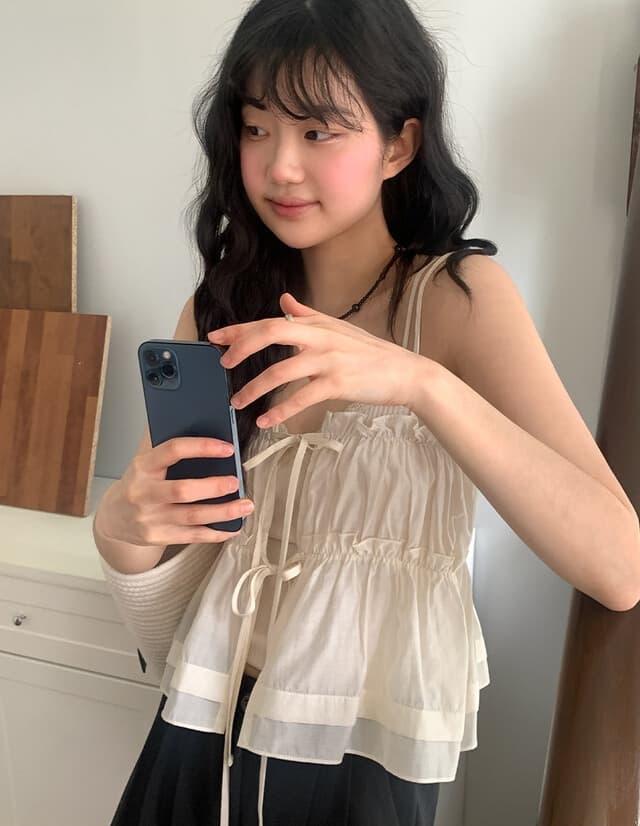 재고 상품 chic 한 부서 봄 여름 달콤함 작은 레이스 섹시함 나비 매듭 스트랩 전후 스택 착용 캐미솔 의류 여성 상세 이미지 16