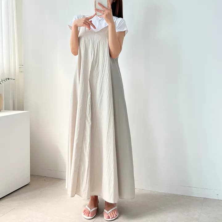 chic 한 부서 여름 프랑스식 품격 V넥 섹시함 백리스 느긋한 캐주얼 휴가 바람 슬립 드레스 상세 이미지 2