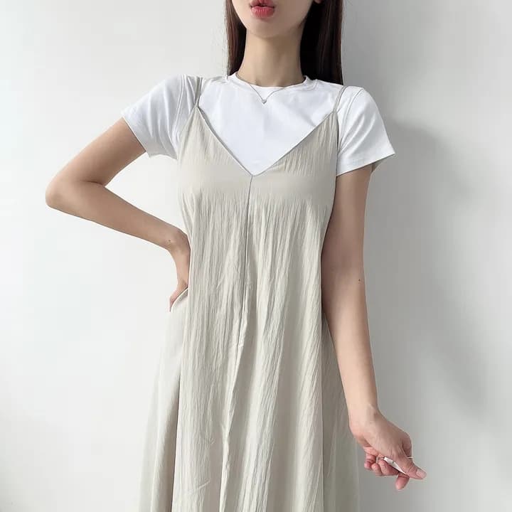 chic 한 부서 여름 프랑스식 품격 V넥 섹시함 백리스 느긋한 캐주얼 휴가 바람 슬립 드레스 상세 이미지 3