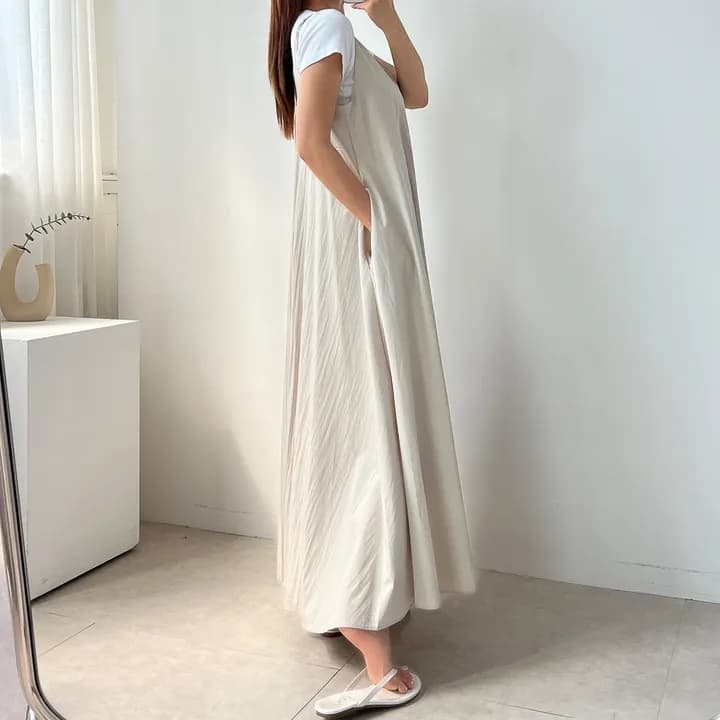 chic 한 부서 여름 프랑스식 품격 V넥 섹시함 백리스 느긋한 캐주얼 휴가 바람 슬립 드레스 상세 이미지 5