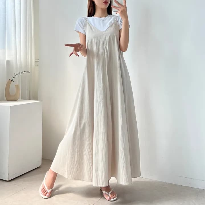 chic 한 부서 여름 프랑스식 품격 V넥 섹시함 백리스 느긋한 캐주얼 휴가 바람 슬립 드레스 상세 이미지 12