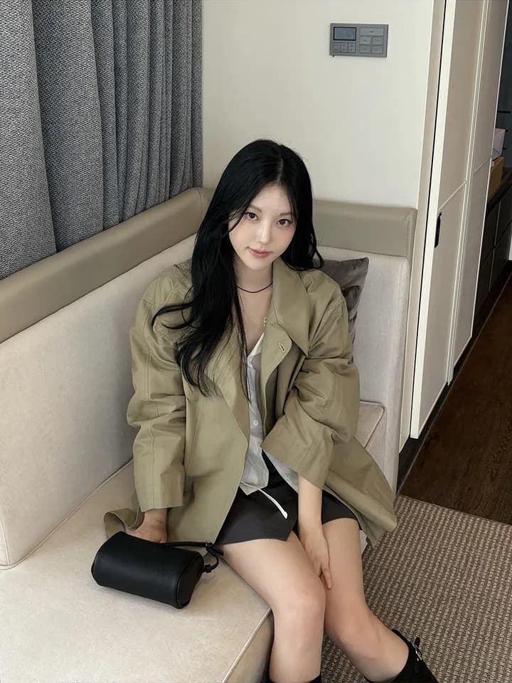 chic 한국 스타일 봄 미니멀리즘 고급 센스 영국식 바람 스탠드 칼라 루즈핏 레이스업 다용도 쇼트 스타일 재킷 재킷 상세 이미지 15
