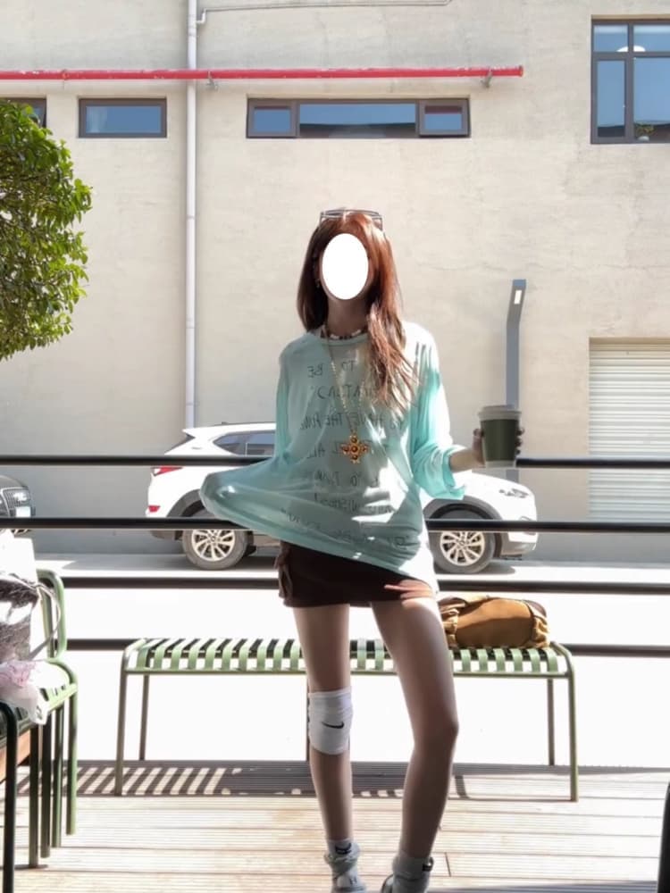 초기 가을 도파민 chic 한 부서 새로운 루즈핏 만나는 긴팔 알파벳 프린트 티셔츠 자외선 차단 맨위 상세 이미지 10