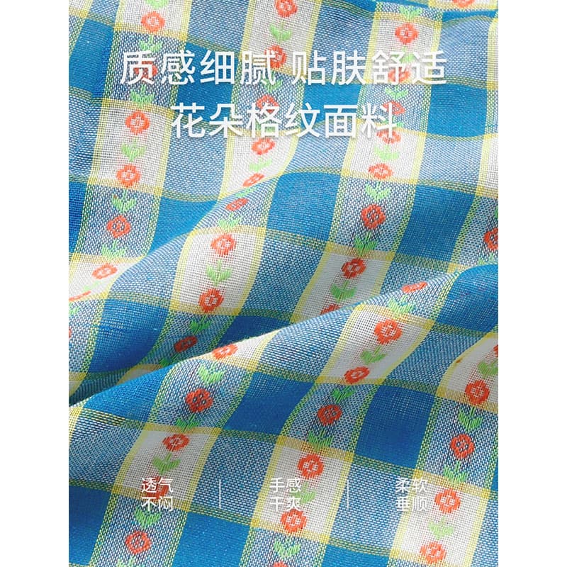 원본 품질 지퍼 네리 한 부서 파란색 체크무늬 오프숄더 셔츠 여름 작은 키 슬림해 보이는 맨위 이미지 5